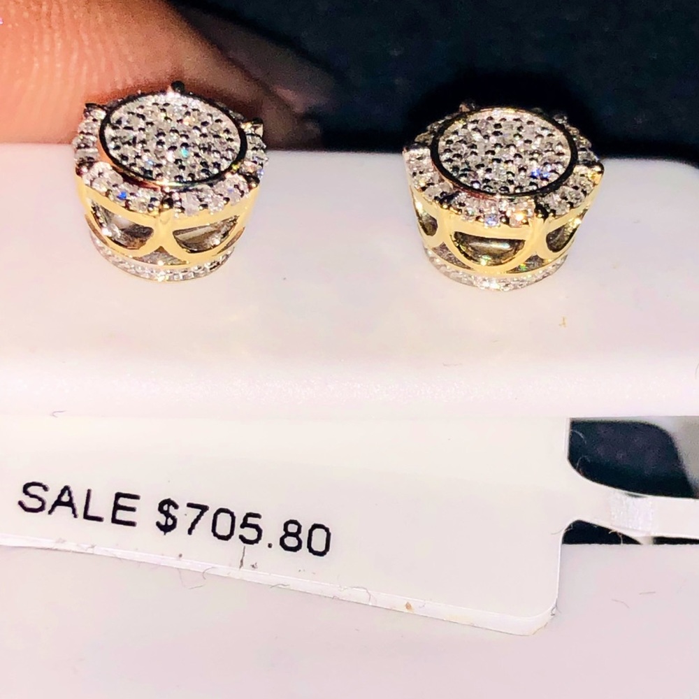 10k solid gold real diamond custom made earring